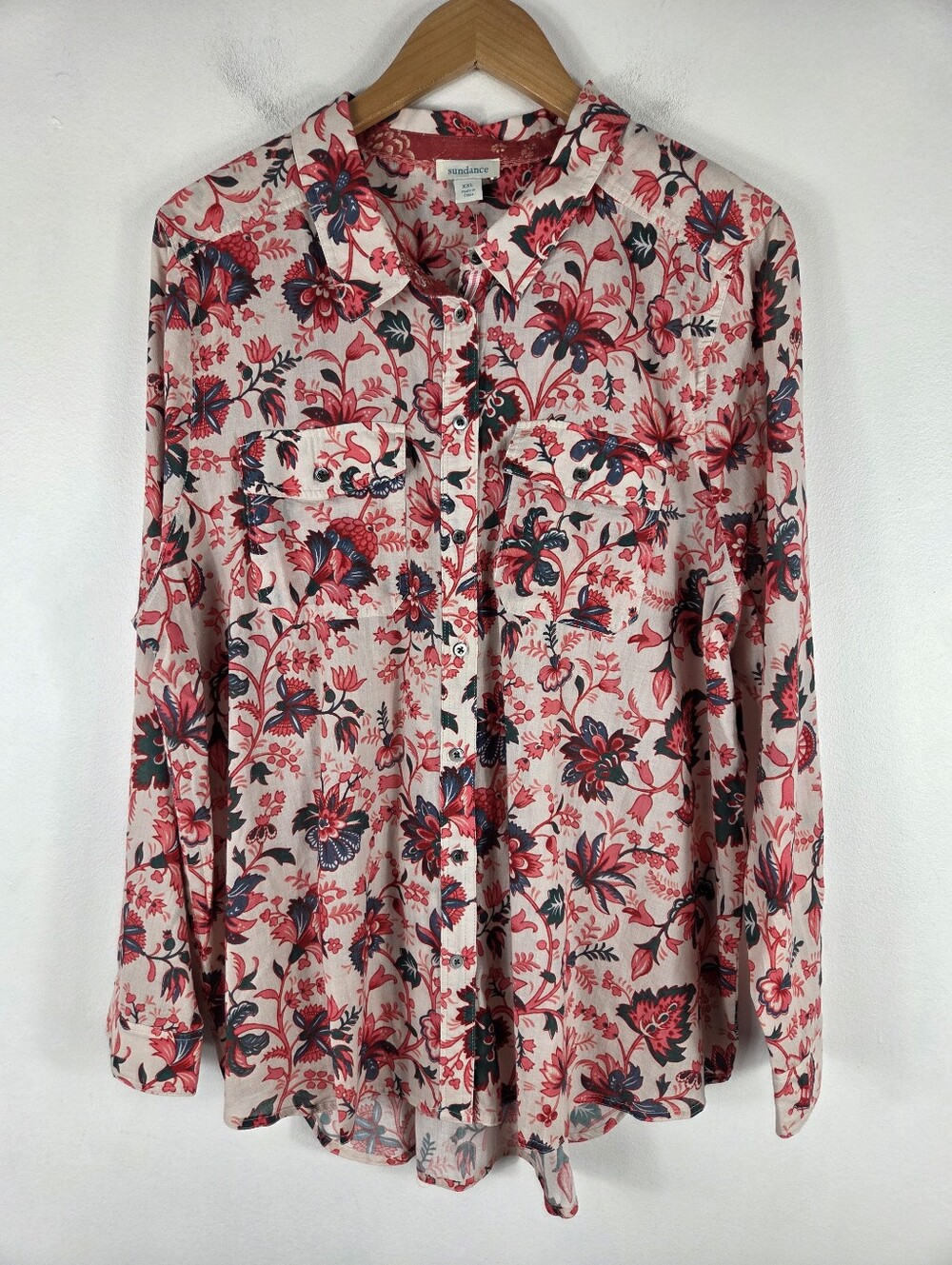 New Sundance Cotton Gauze Floral Paisley Long Sleeve Button Up Shirt